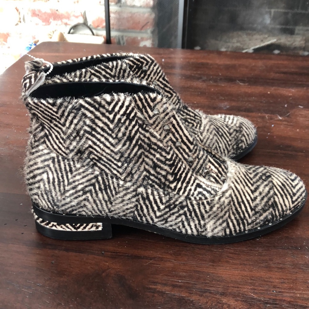 Freda Salvador Calf Hair Animal Print Booties 8